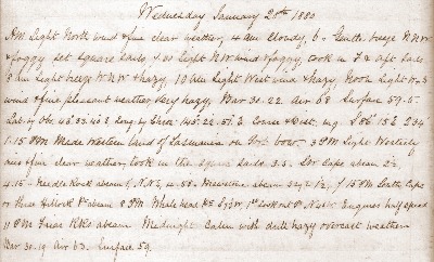 28 January 1880 journal entry